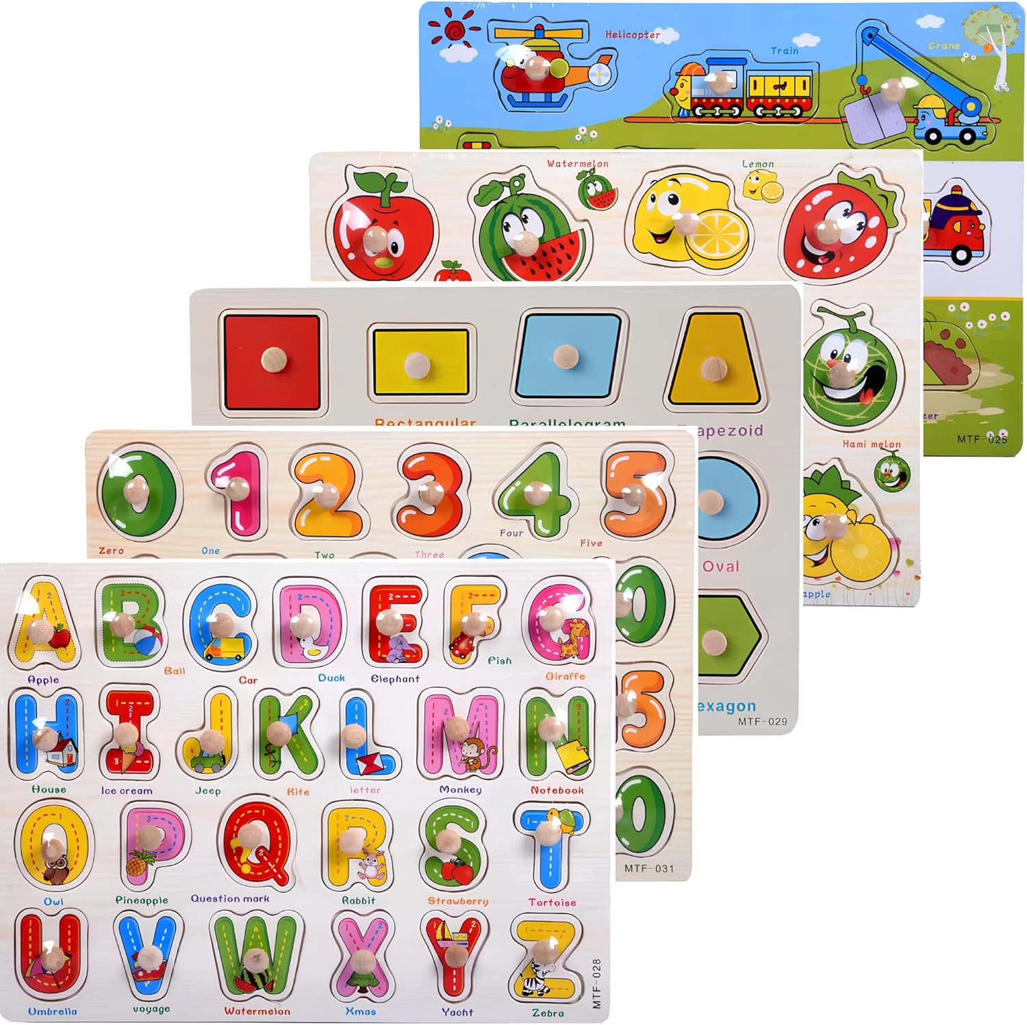 5pack education wooden alphabet puzzle