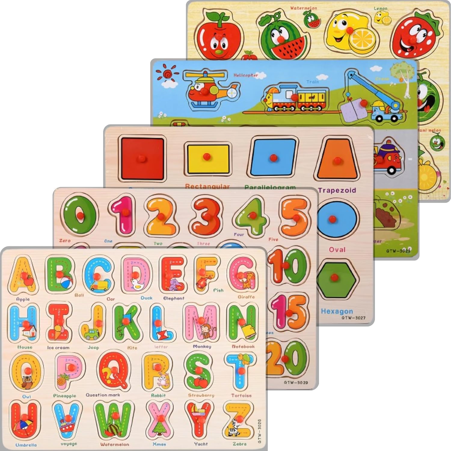 GTW-5pack education wooden puzzle toy
